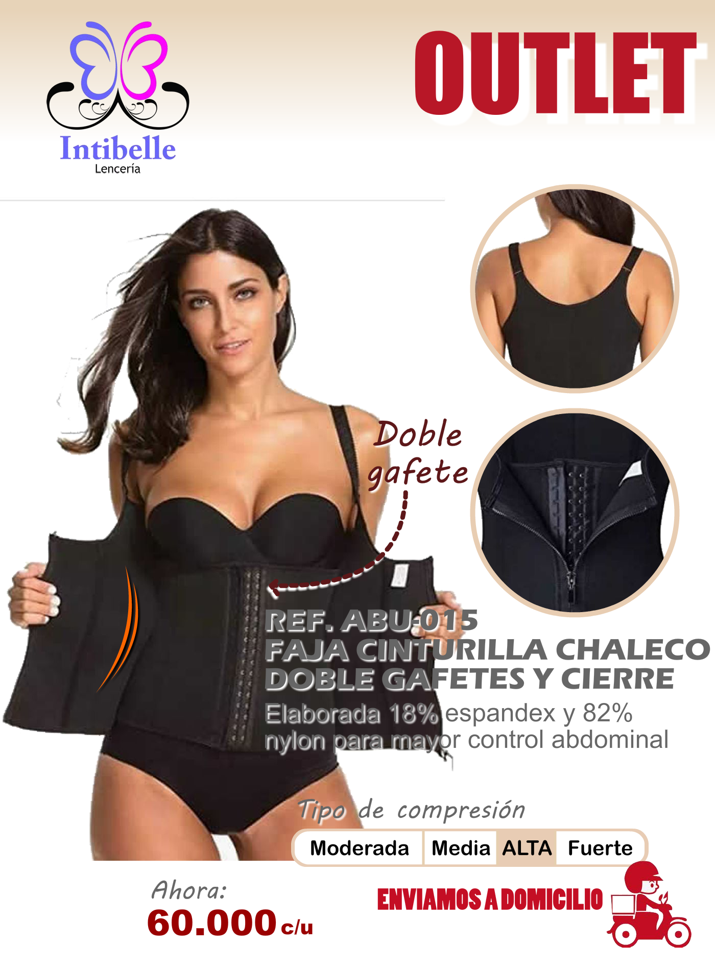 faja cinturilla tipo chaleco con 2 gafetes