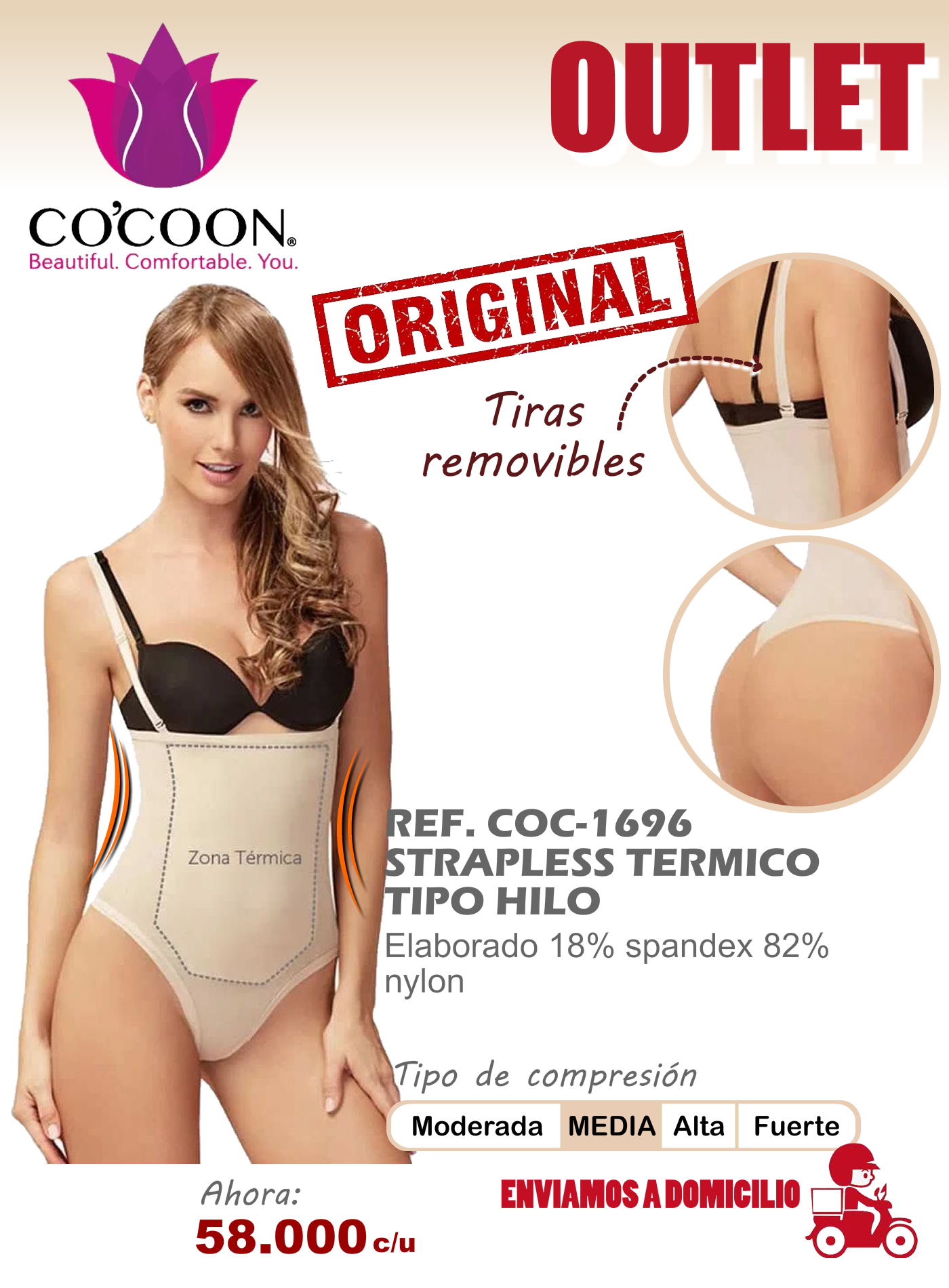 strapless termico tipo hilo original cocoon
