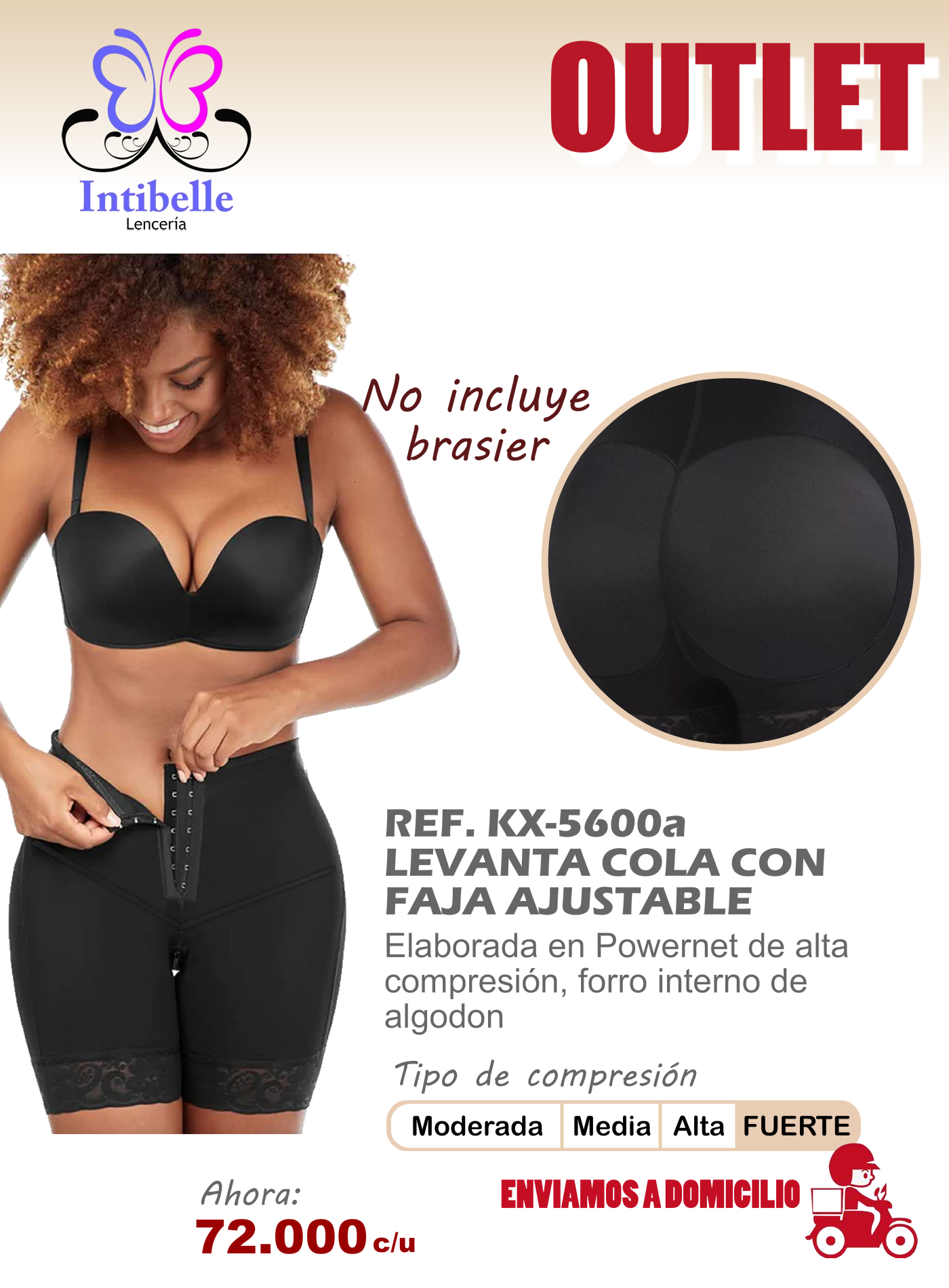 levanta cola con faja ajustable