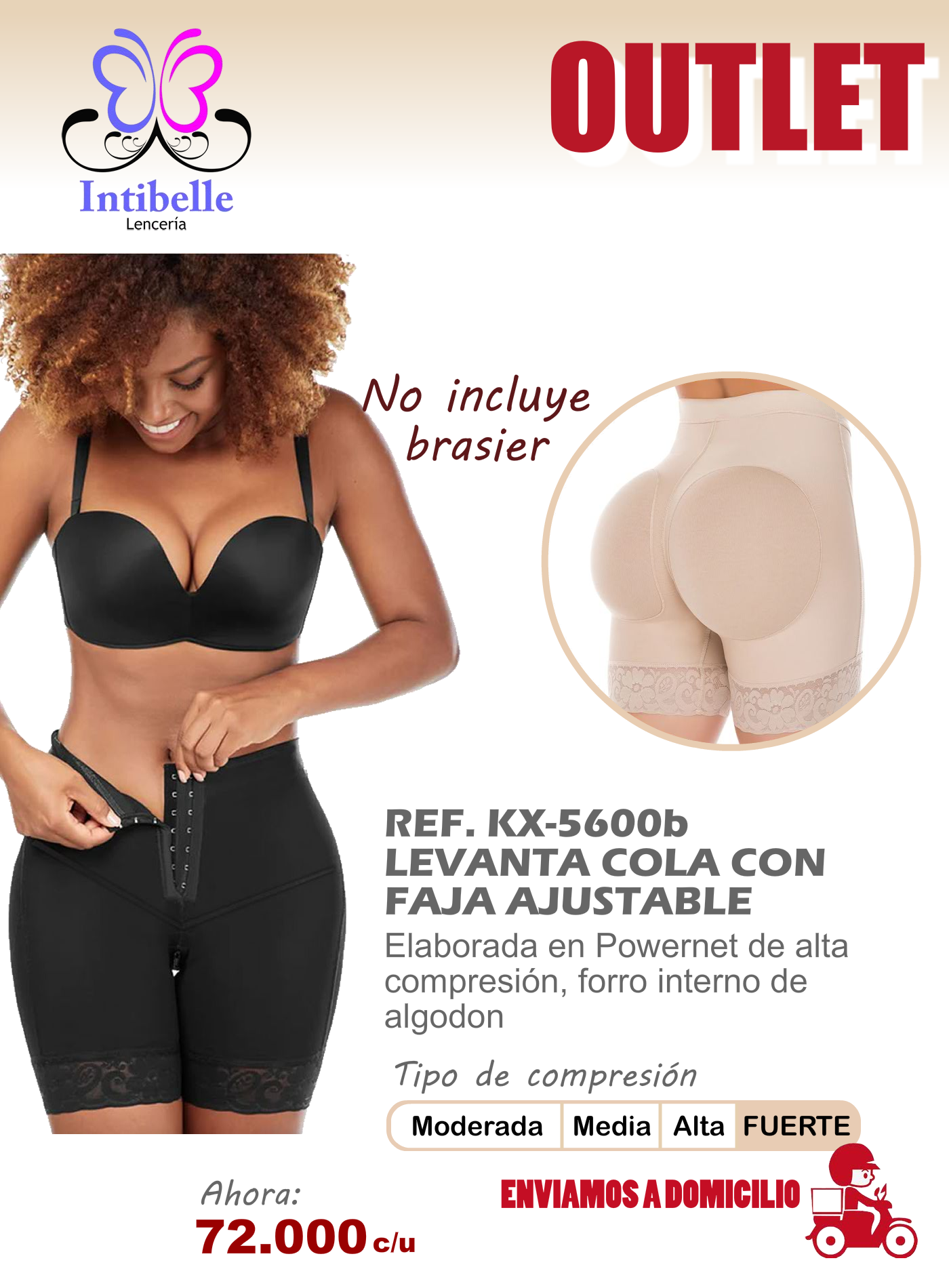 levanta cola con faja ajustable